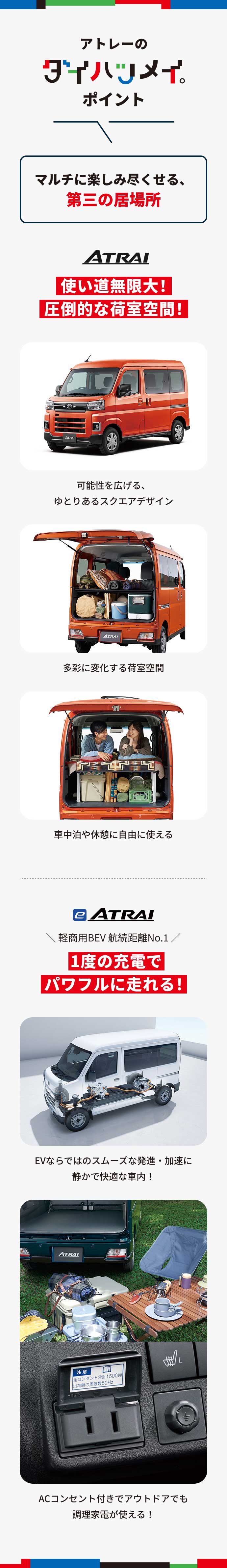 「アトレーのダイハツメイ。ポイント」マルチに楽しみ尽くせる、第三の居場所